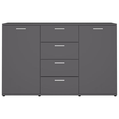 Sideboard High Gloss Grey 120x35.5x75 cm Chipboard