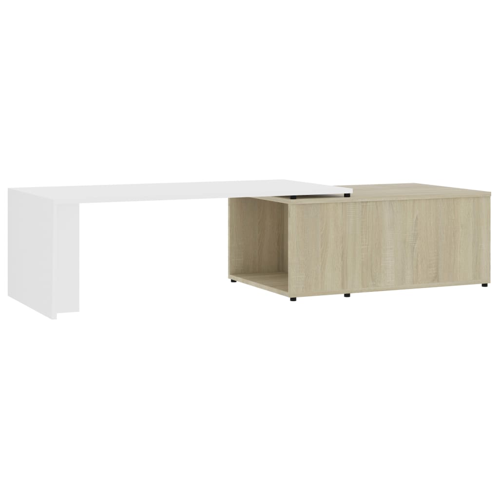 Coffee Table White and Sonoma Oak 150x50x35 cm Chipboard