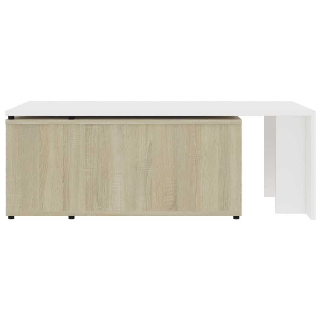 Coffee Table White and Sonoma Oak 150x50x35 cm Chipboard
