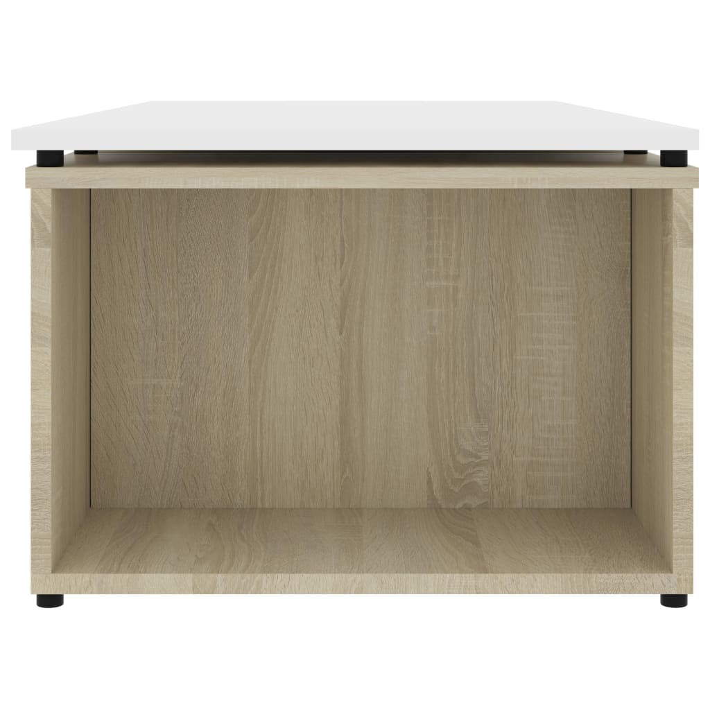 Coffee Table White and Sonoma Oak 150x50x35 cm Chipboard
