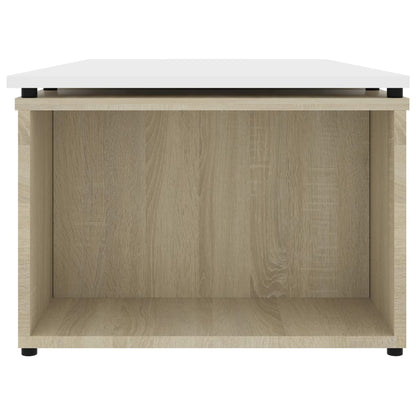 Coffee Table White and Sonoma Oak 150x50x35 cm Chipboard