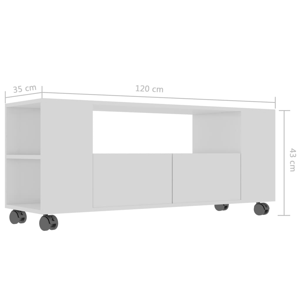 TV Cabinet White 120x35x43 cm Chipboard