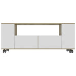 TV Cabinet White and Sonoma Oak 120x35x43 cm Chipboard