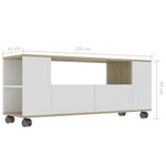 TV Cabinet White and Sonoma Oak 120x35x43 cm Chipboard