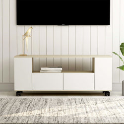 TV Cabinet White and Sonoma Oak 120x35x43 cm Chipboard
