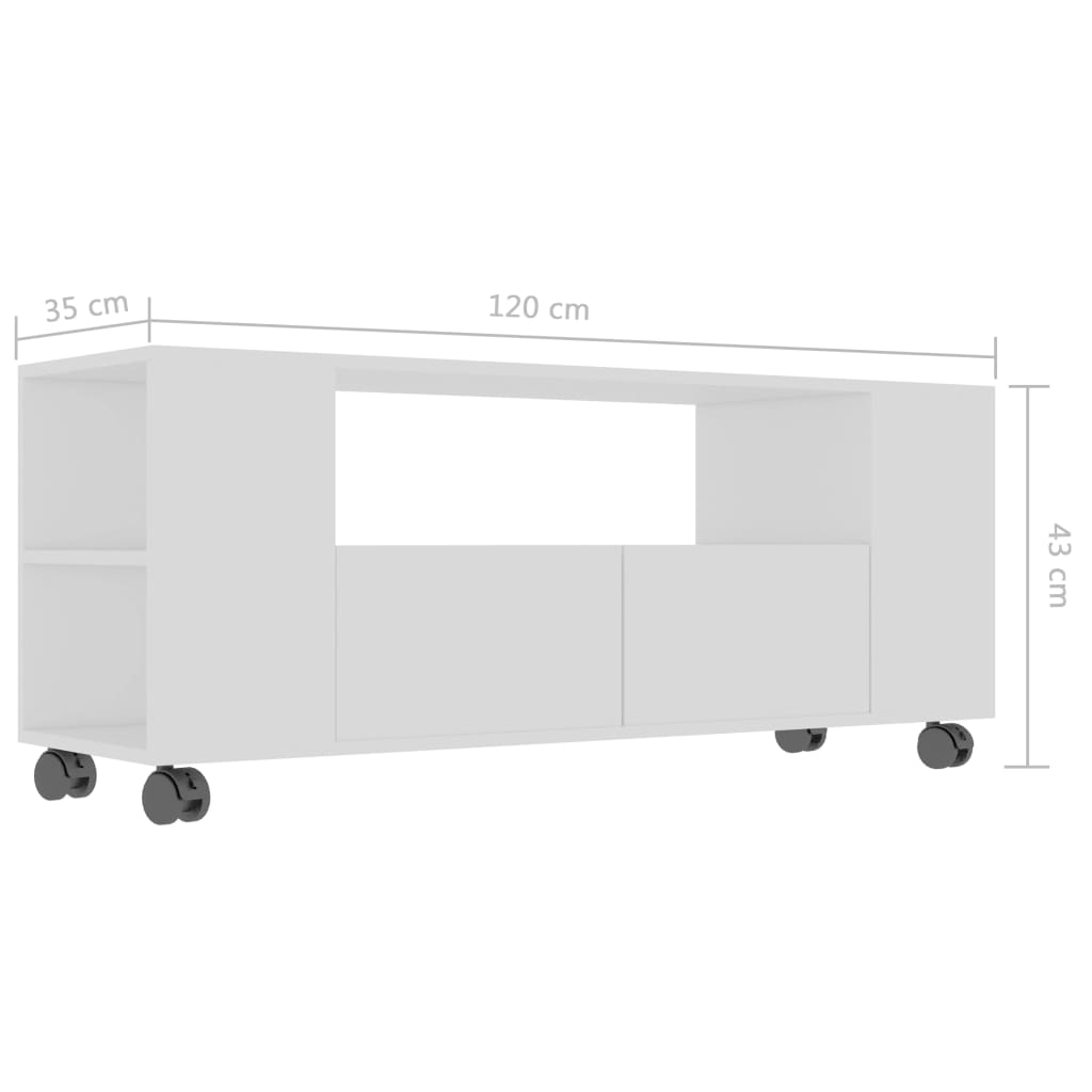 TV Cabinet High Gloss White 120x35x43 cm Chipboard