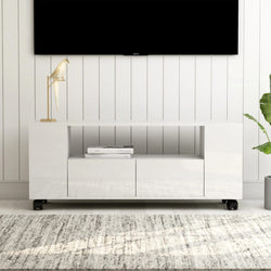 TV Cabinet High Gloss White 120x35x43 cm Chipboard