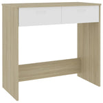 Desk White and Sonoma Oak 80x40x75 cm Chipboard