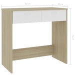 Desk White and Sonoma Oak 80x40x75 cm Chipboard