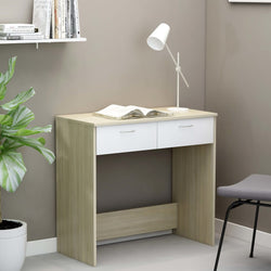 Desk White and Sonoma Oak 80x40x75 cm Chipboard