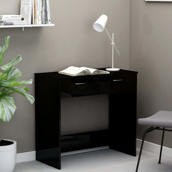  Desk High Gloss Black 80x40x75 cm Chipboard
