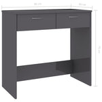 Desk High Gloss Grey 80x40x75 cm Chipboard