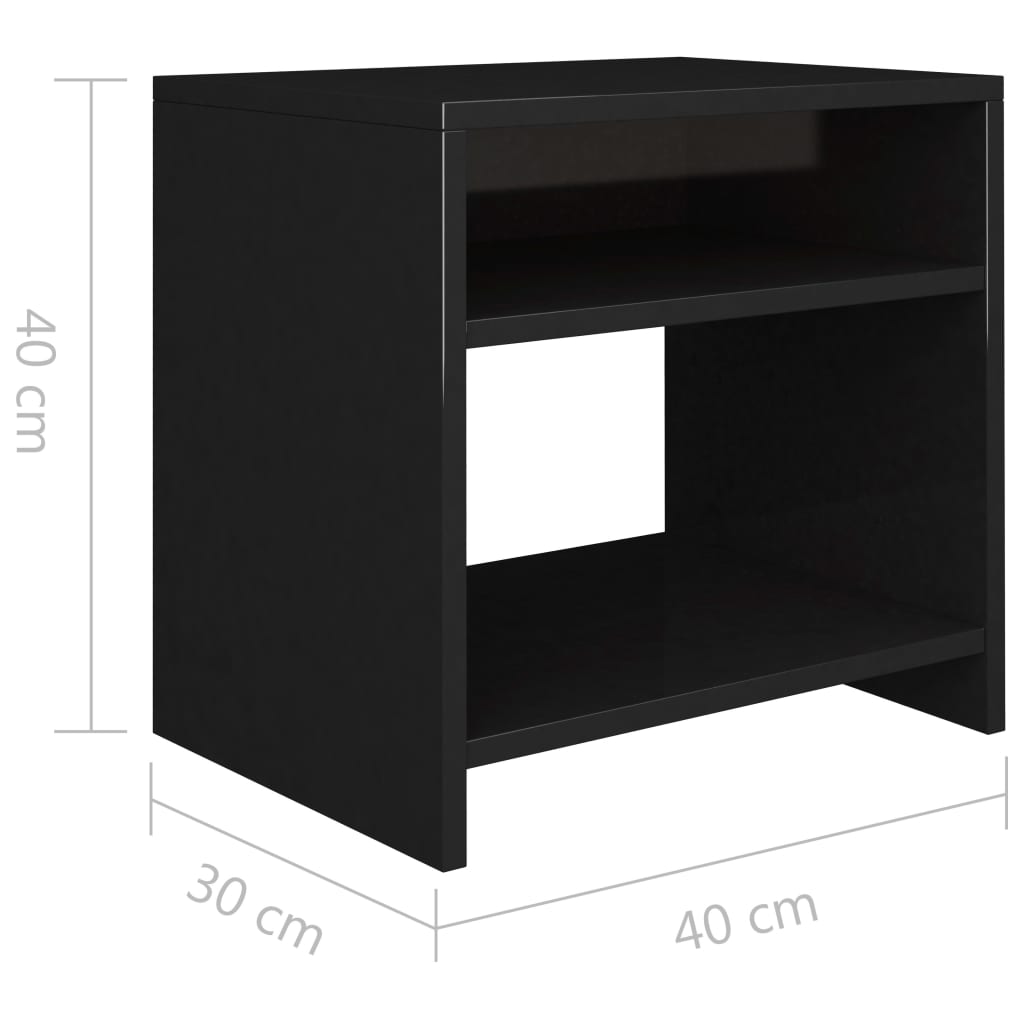 Bedside Cabinets 2 pcs High Gloss Black 40x30x40 cm Chipboard