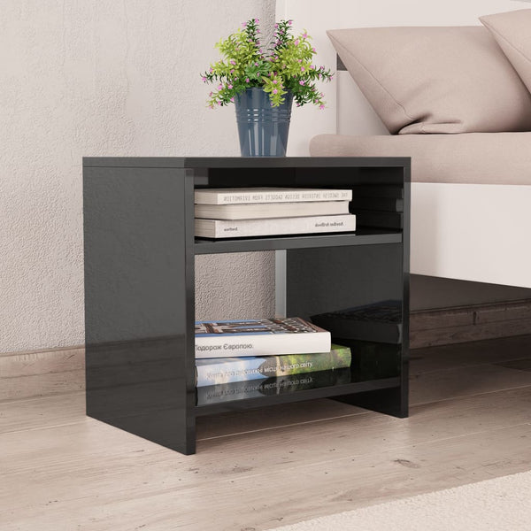  Bedside Cabinets 2 pcs High Gloss Black 40x30x40 cm Chipboard