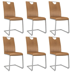 Dining Chairs 6 pcs Brown Faux Leather