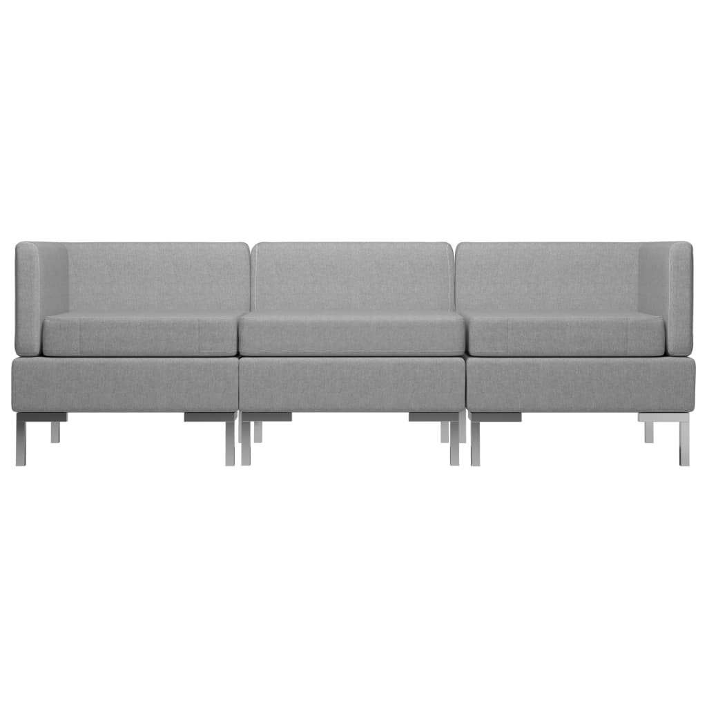 3 Piece Sofa Set Fabric Light Grey