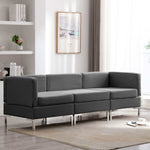 3 Piece Sofa Set Fabric Dark Grey