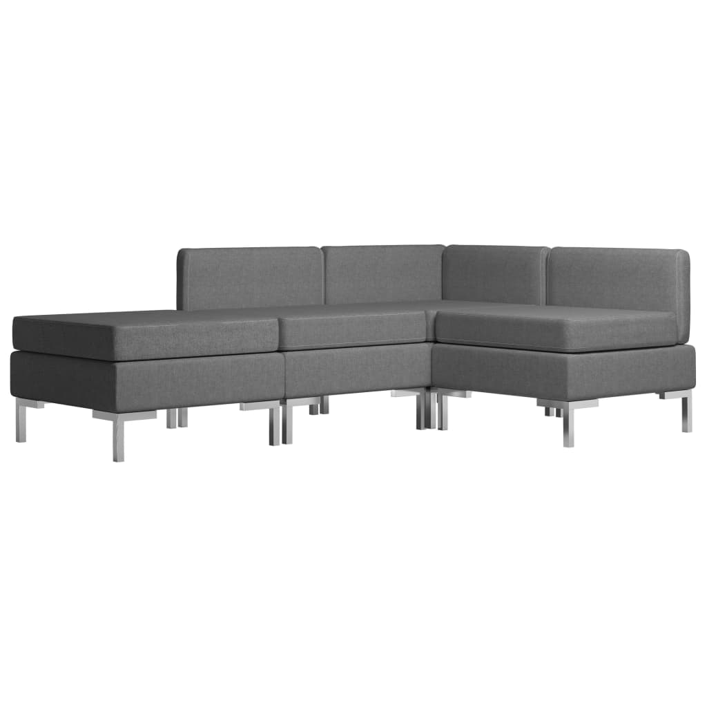 4 Piece Sofa Set Fabric Dark Grey