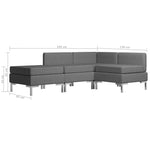 4 Piece Sofa Set Fabric Dark Grey