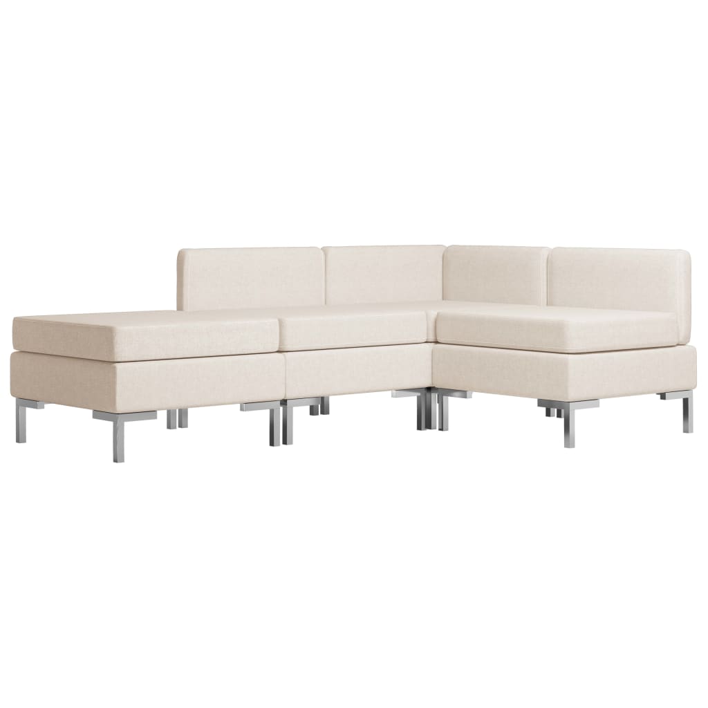 4 Piece Sofa Set Fabric Cream