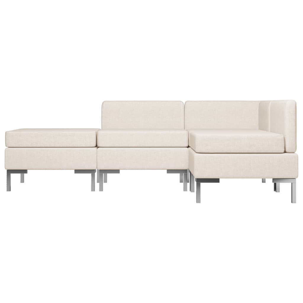 4 Piece Sofa Set Fabric Cream