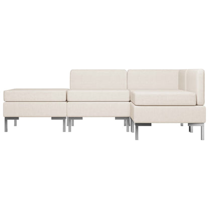 4 Piece Sofa Set Fabric Cream