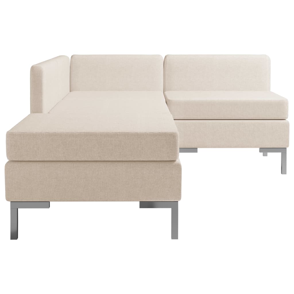 4 Piece Sofa Set Fabric Cream