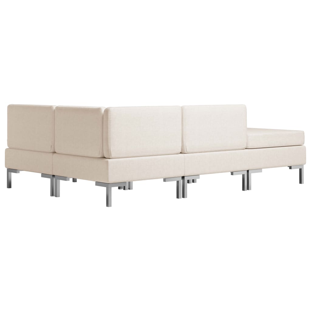4 Piece Sofa Set Fabric Cream