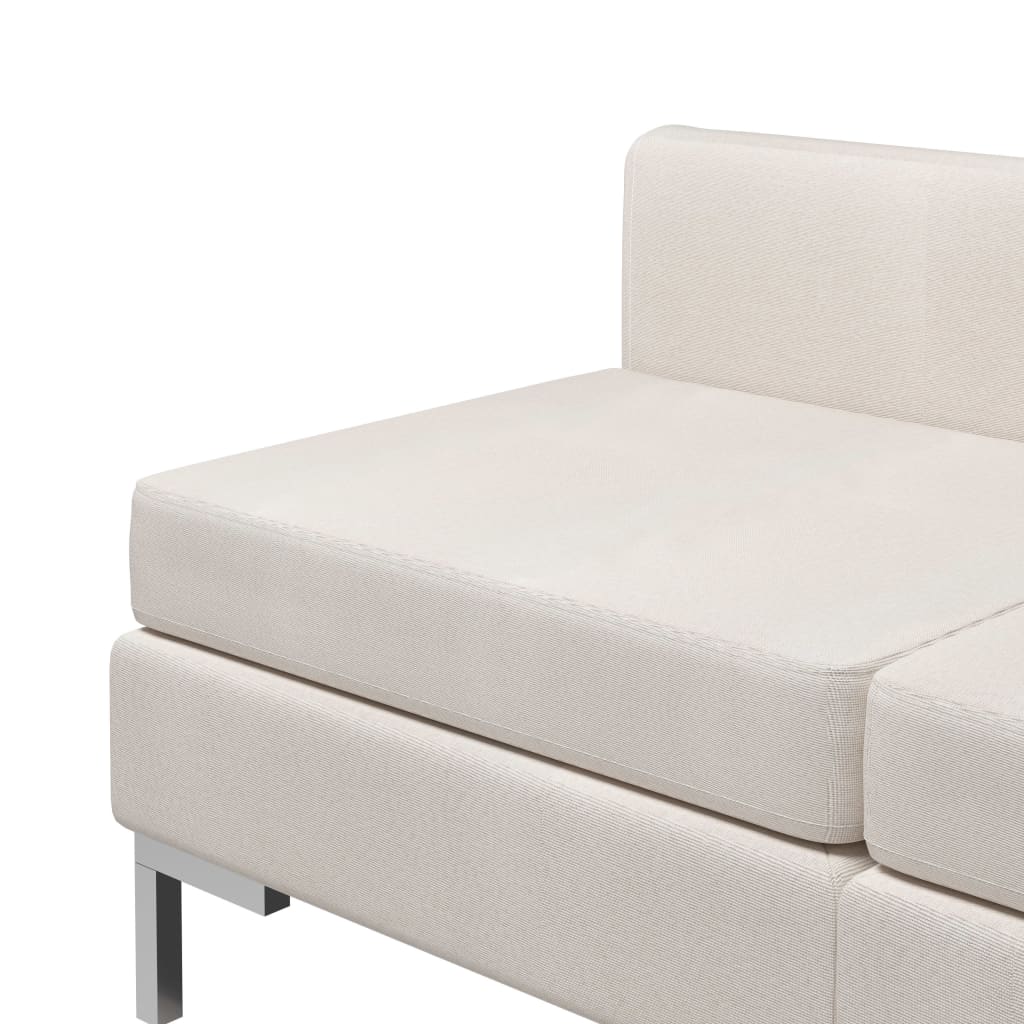 4 Piece Sofa Set Fabric Cream