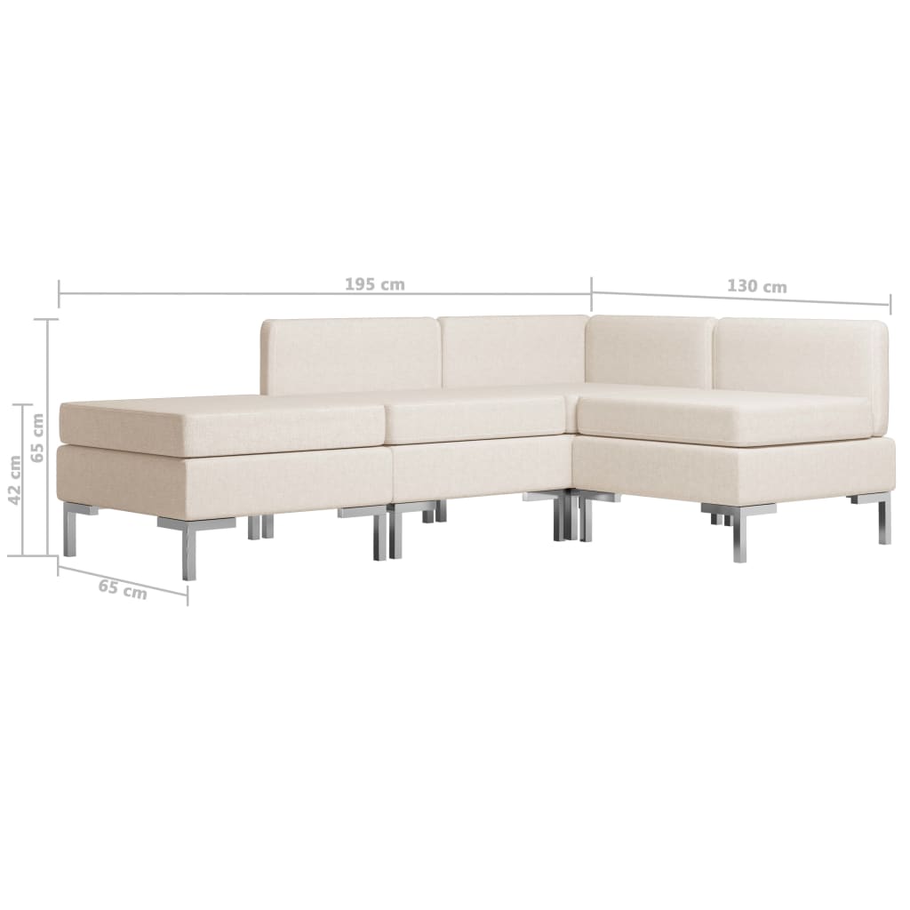 4 Piece Sofa Set Fabric Cream