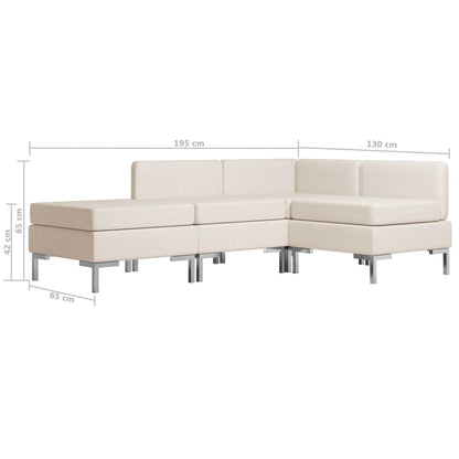 4 Piece Sofa Set Fabric Cream