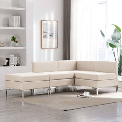 4 Piece Sofa Set Fabric Cream