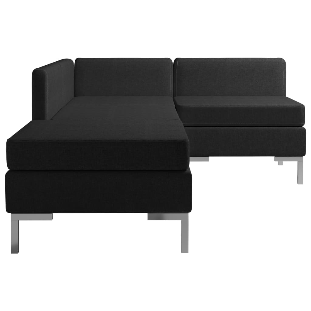 4 Piece Sofa Set Fabric Black
