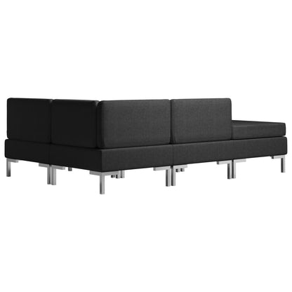 4 Piece Sofa Set Fabric Black