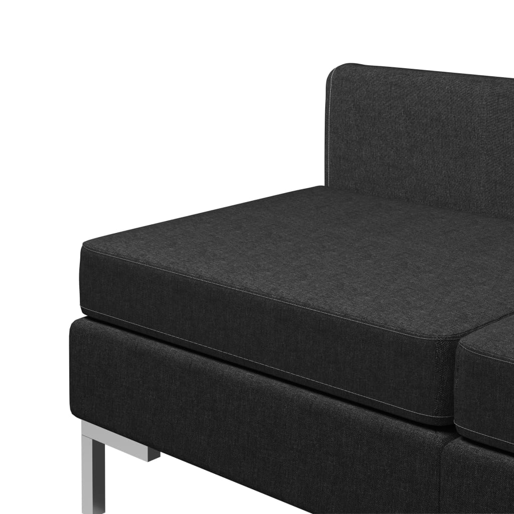 4 Piece Sofa Set Fabric Black