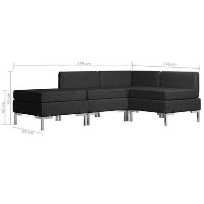 4 Piece Sofa Set Fabric Black