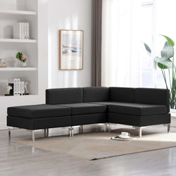 4 Piece Sofa Set Fabric Black