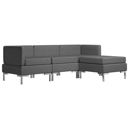 4 Piece Sofa Set Fabric Dark Grey