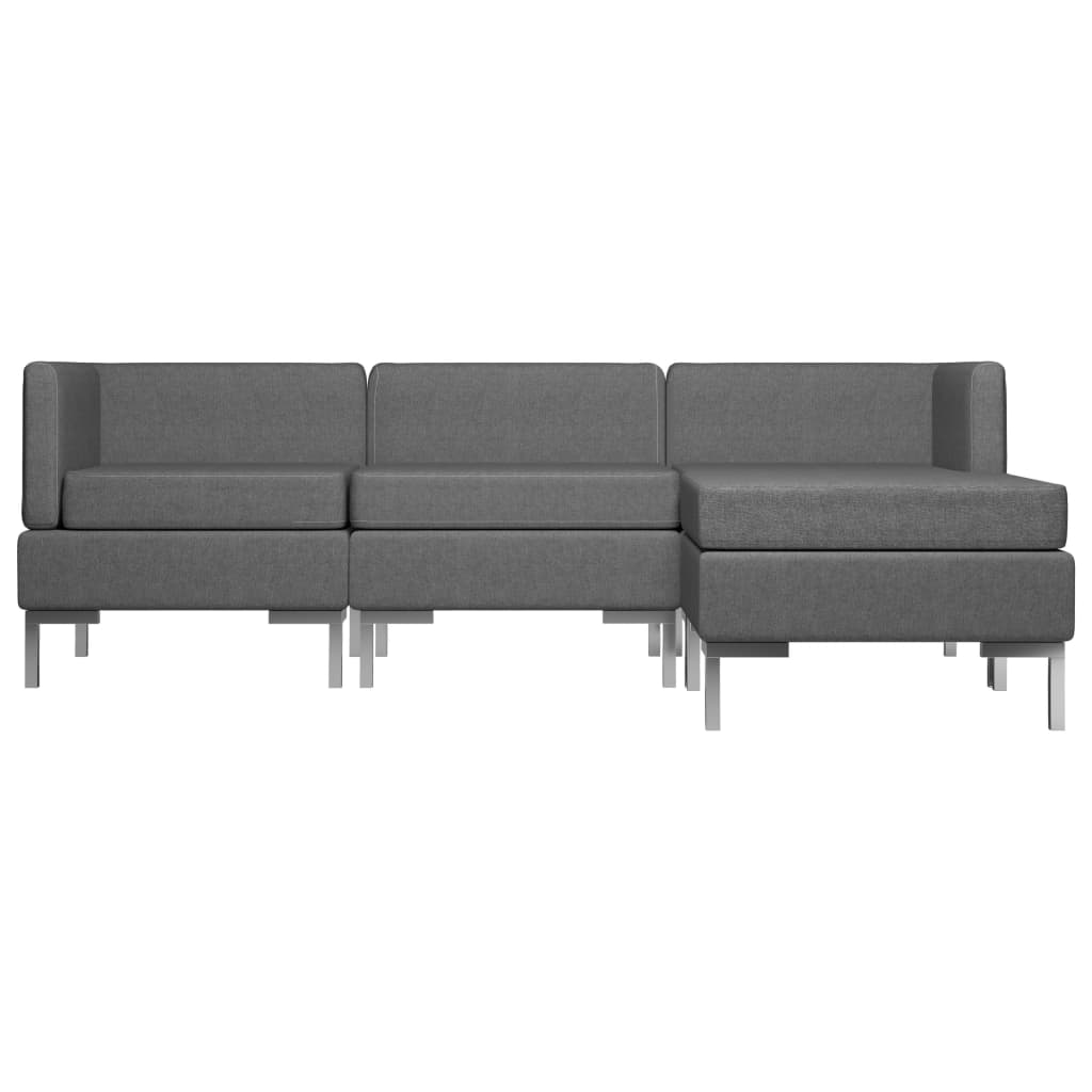 4 Piece Sofa Set Fabric Dark Grey