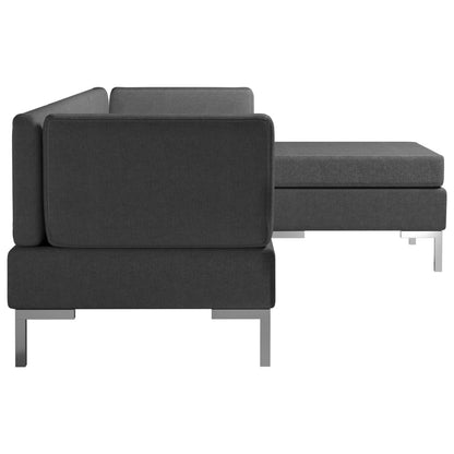 4 Piece Sofa Set Fabric Dark Grey
