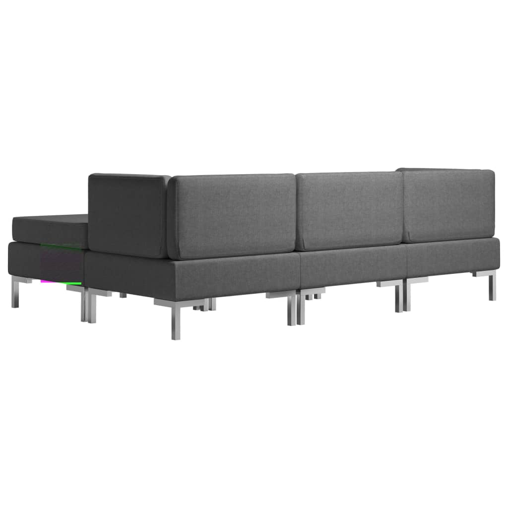 4 Piece Sofa Set Fabric Dark Grey