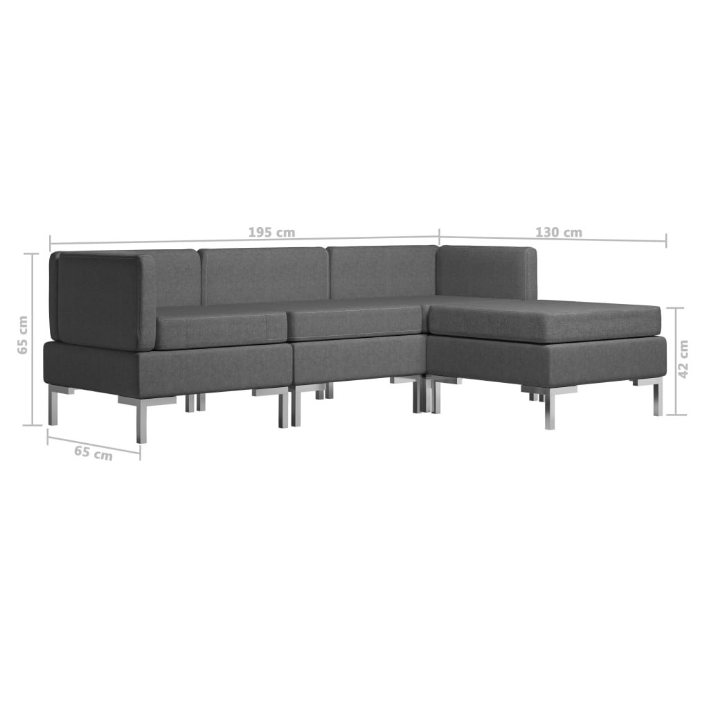 4 Piece Sofa Set Fabric Dark Grey
