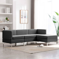 4 Piece Sofa Set Fabric Dark Grey