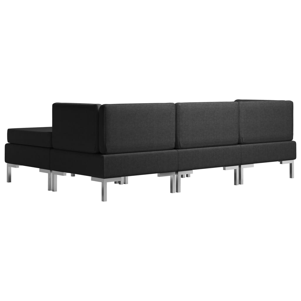4 Piece Sofa Set Fabric Black