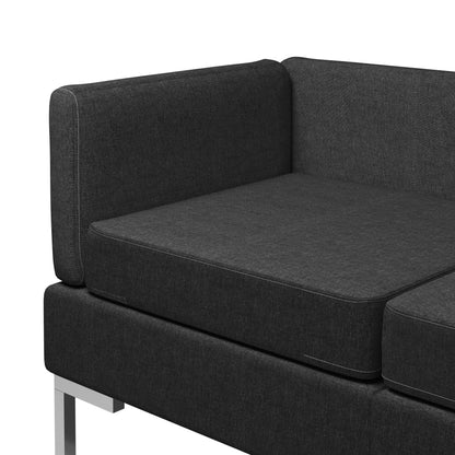 4 Piece Sofa Set Fabric Black