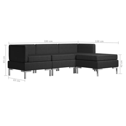 4 Piece Sofa Set Fabric Black
