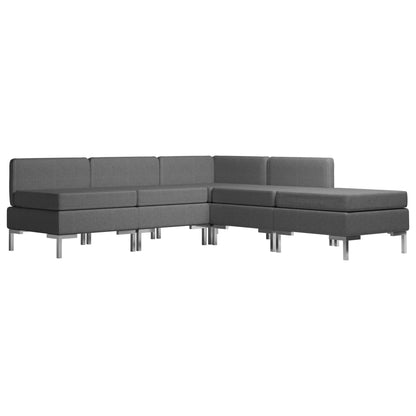 5 Piece Sofa Set Fabric Dark Grey