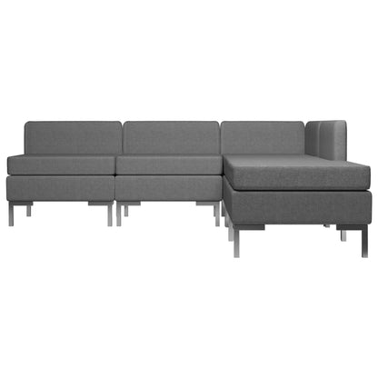 5 Piece Sofa Set Fabric Dark Grey