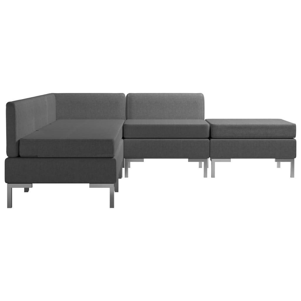 5 Piece Sofa Set Fabric Dark Grey