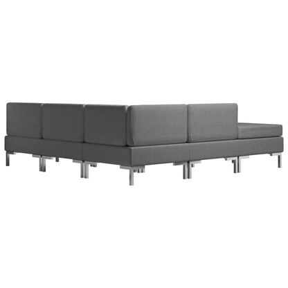 5 Piece Sofa Set Fabric Dark Grey
